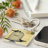 Victoriaans Birdcage Yellow AcrylSleutelhanger Sleutelhanger (Voorkant Rechts)