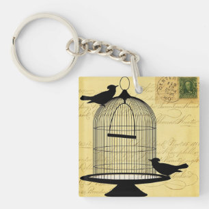 Victoriaans Birdcage Yellow AcrylSleutelhanger Sleutelhanger
