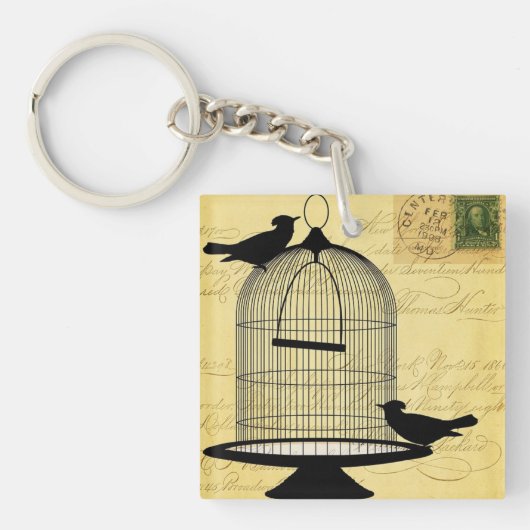 Victoriaans Birdcage Yellow AcrylSleutelhanger Sleutelhanger (Voorkant)