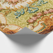 Victoriaans blaasbloem roos tapijt cadeaupapier (Hoek)