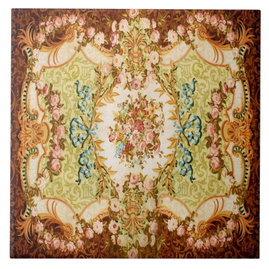 Victoriaans blaasbloem roos tapijt tegeltje (Voorkant)