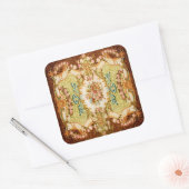 Victoriaans blaasbloem roos tapijt vierkante sticker (Envelop)