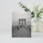 Victoriaans Black en White Brooklyn Bridge Briefkaart (Staand voorkant)