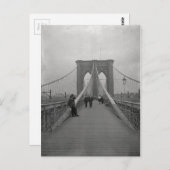 Victoriaans Black en White Brooklyn Bridge Briefkaart (Voorkant / Achterkant)