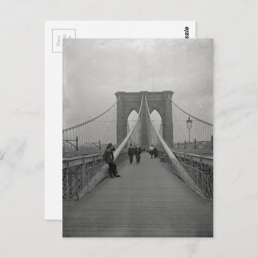 Victoriaans Black en White Brooklyn Bridge Briefkaart (Voorkant / Achterkant)