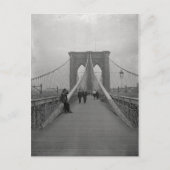 Victoriaans Black en White Brooklyn Bridge Briefkaart (Voorkant)