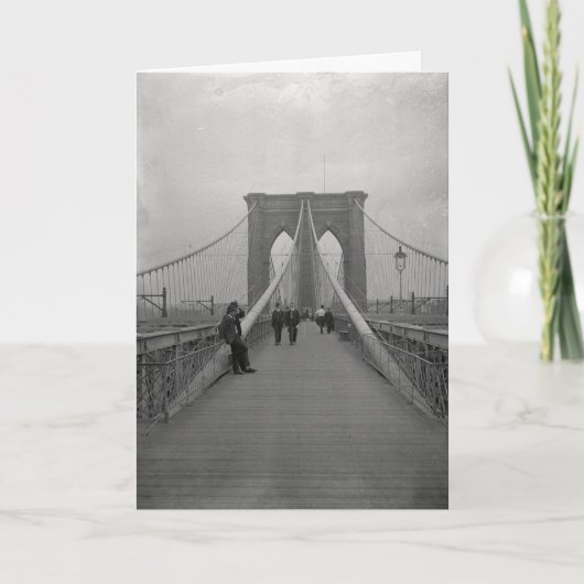  Victoriaans Black en White Brooklyn Bridge Kaart (Voorkant)