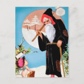Victoriaans Black Robed Santa Briefkaart (Voorkant)