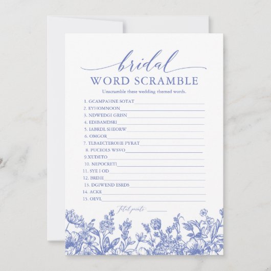 Victoriaans Blauw Bloemen Bruids Wereld Scramble S Kaart (Voorkant)