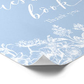 Victoriaans Blauw Bloemen Gastenboek Sign Poster (Hoek)