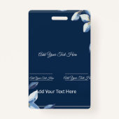 Victoriaans Blauw Bloemen Stoffig Blauw Bruiloft Badge (Voorkant)