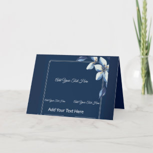 Victoriaans Blauw Bloemen Stoffig Blauw Bruiloft Bedankkaart
