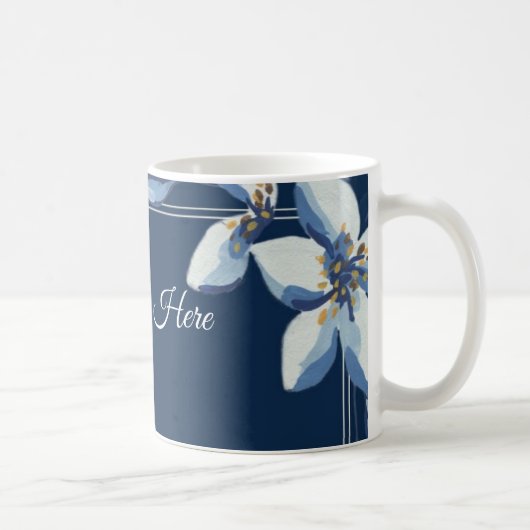 Victoriaans Blauw Bloemen Stoffig Blauw Bruiloft Koffiemok (Rechts)