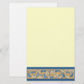 Victoriaans blauw en ivoor patroon briefpapier (Voorkant / Achterkant)