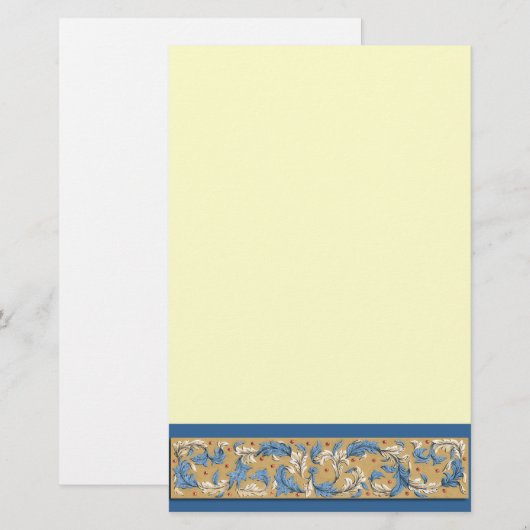 Victoriaans blauw en ivoor patroon briefpapier (Voorkant / Achterkant)