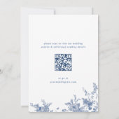Victoriaans Blauw Frans Bloemen Huwelijk QR-code Kaart (Achterkant)