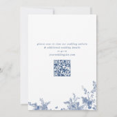 Victoriaans Blauw Frans Bloemen Huwelijk QR code O Save The Date (Achterkant)