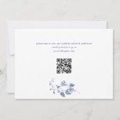 Victoriaans Blauw Frans Bloemen Trouwfoto QR-code Save The Date (Achterkant)