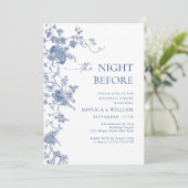 Victoriaans blauw Frans bloemenrepetitiediner Kaart (Staand voorkant)