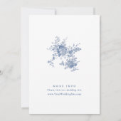 Victoriaans blauw Frans bloemenrepetitiediner Kaart (Achterkant)