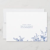 Victoriaans Blauw Frans Rozen Tuin Bloemen Bruilof Save The Date (Achterkant)