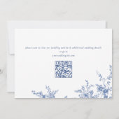 Victoriaans Blauw Frans Rozen Tuin QR code Bruilof Save The Date (Achterkant)