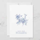 Victoriaans Blauw Frans Tuin Bloemen Bruiloft Kaart (Achterkant)