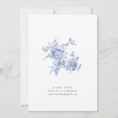 Victoriaans Blauw Frans Tuin Bloemen Bruiloft Kaart (Achterkant)