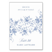 Victoriaans Blauw Frans Tuin Bruiloft Escort Kaart (Voorkant)