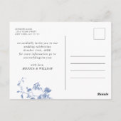 Victoriaans Blauw Frans Tuin Bruiloft Save the Dat Briefkaart (Achterkant)