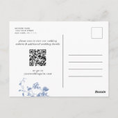 Victoriaans Blauw Frans Tuin Bruiloft Save the Dat Briefkaart (Achterkant)