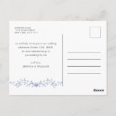 Victoriaans Blauw Frans Tuin Bruiloft Save the Dat Briefkaart (Achterkant)