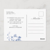 Victoriaans Blauw Frans Tuin Bruiloft Save the Dat Briefkaart (Achterkant)