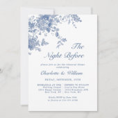 Victoriaans Blauw Frans Tuin repetitie diner Kaart (Voorkant)