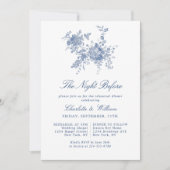 Victoriaans Blauw Frans Tuin repetitie diner Kaart (Voorkant)