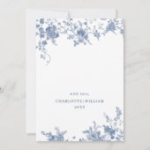 Victoriaans Blauw Frans Tuin repetitie diner Kaart (Achterkant)