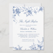 Victoriaans Blauw Frans Tuin repetitie diner Kaart (Voorkant)