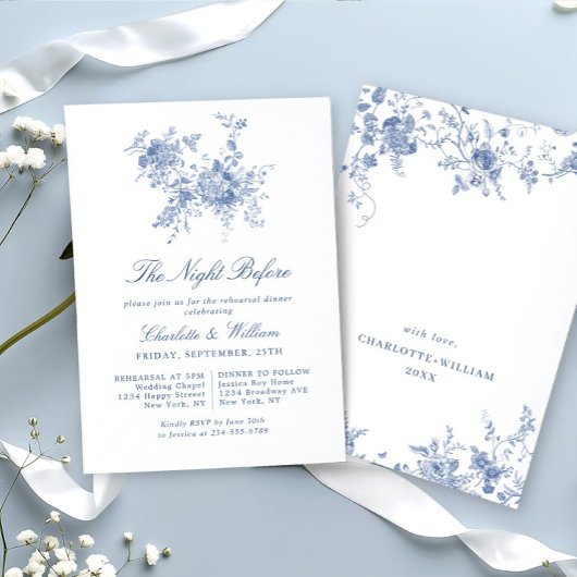 Victoriaans Blauw Frans Tuin repetitie diner Kaart