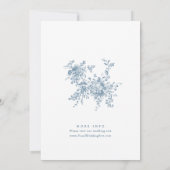 Victoriaans Blauw Frans Tuin Toile Bloemenbruiloft Kaart (Achterkant)