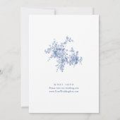 Victoriaans Blauw Frans Tuin Toile Bruiloft Kaart (Achterkant)