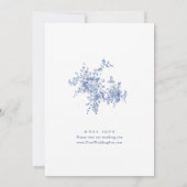 Victoriaans Blauw Frans Tuin VERLOVINGSFEEST Kaart (Achterkant)