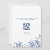 Victoriaans Blauw Franse Tuin Trouwen QR-code Save The Date (Achterkant)