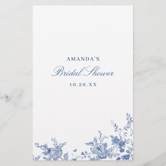 Victoriaans Blauw Franse Tuin Vrijgezellenfeest Ga (Achterkant)