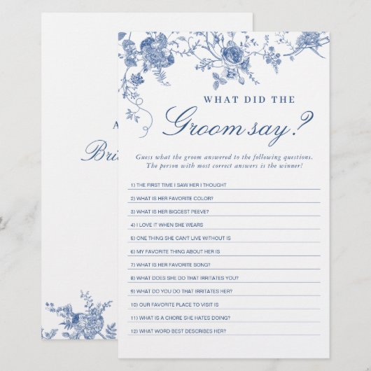 Victoriaans Blauw Franse Tuin Vrijgezellenfeest Ga (Voorkant / Achterkant)