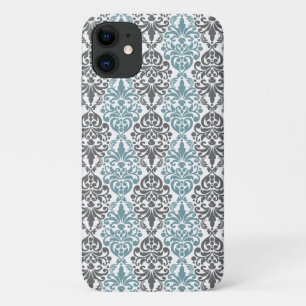 Victoriaans blauw grijs Damask-logo Case-Mate iPhone Case