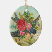 Victoriaans blauw kerstsierfeest keramisch ornament (Rechts)