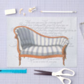 Victoriaans blauw tapijtpapier met blauwe streep tissuepapier (Craft)