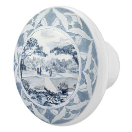 Victoriaans blauw-wit Nederlands landschap Keramische Knop