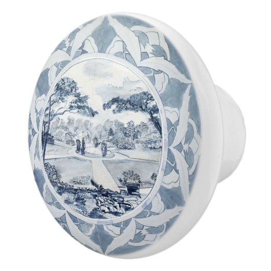 Victoriaans blauw-wit Nederlands landschap Keramische Knop (Rechts)
