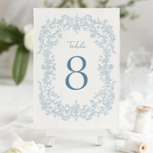 Victoriaans Blauwe Barok Line Art Wedding Kaart